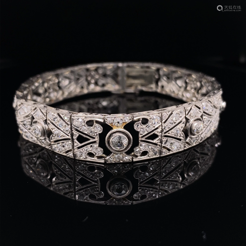 French Art Deco Platinum Diamond Bracelets