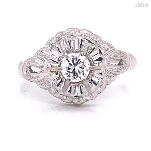 Art Deco Platinum Diamond Engagement Ring