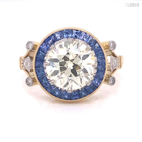 Platinum Gold Diamond Sapphire Ring