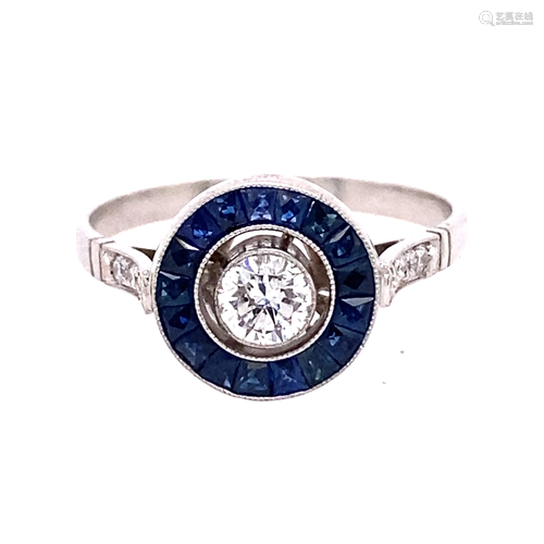 Platinum Diamond Sapphire Ring