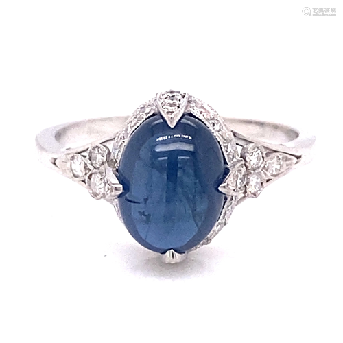 Platinum Diamond Sapphire Ring