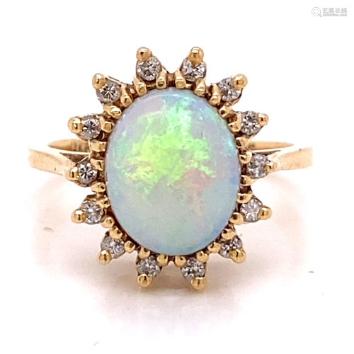 1920’s 14k Diamond Opal Ring