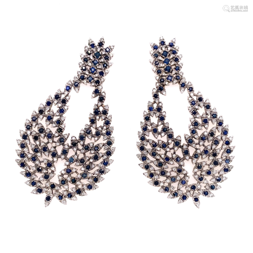 18k Sapphire Diamond Gala Earrings