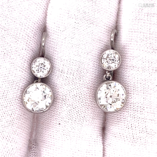 Platinum Diamond Dangling Earrings