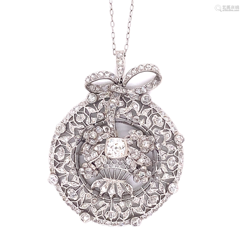 Platinum Diamond Basket Pendant