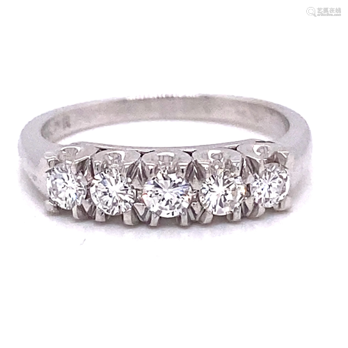 14k 5 Diamond Wedding Band