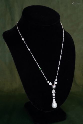 CARTIER 18k Diamond Pearl Calin Necklace