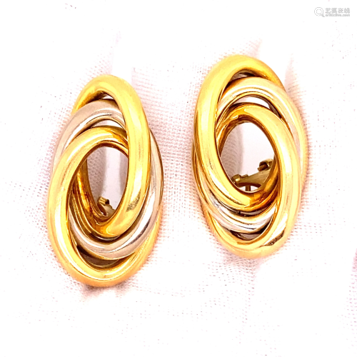 18k Tri-Color Oval Earrings