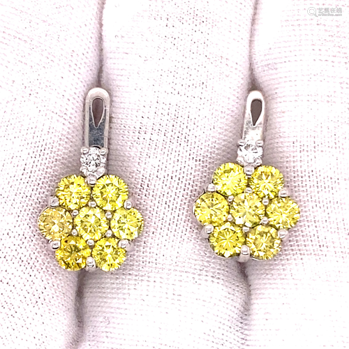 14k Diamond Flower Earrings