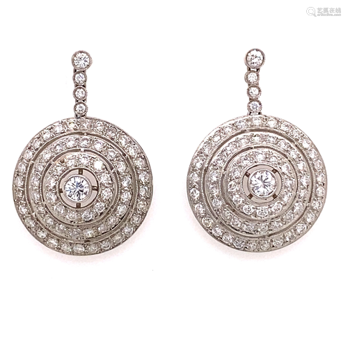 Platinum Round Diamond Earrings