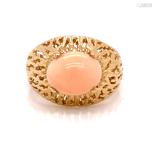 14k Coral Textured Ring