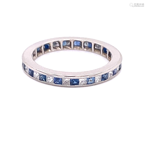 Platinum Diamond Sapphire Band