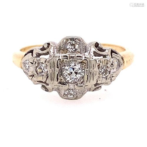 14k Art Deco Diamond Ring