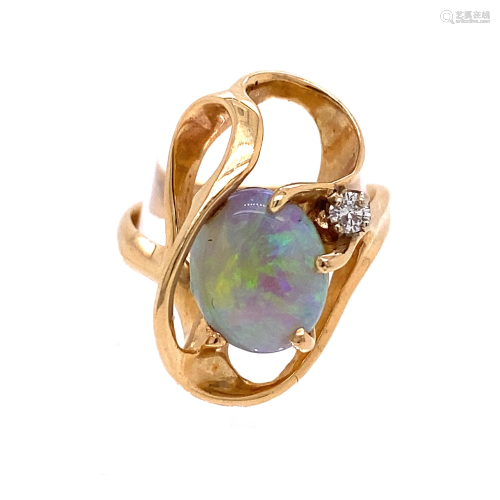 Avant Garde 14k Opal Diamond Ring