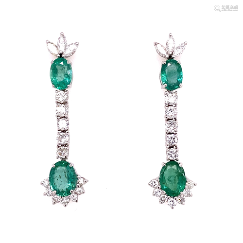 18k Diamond Emerald Drop Earring