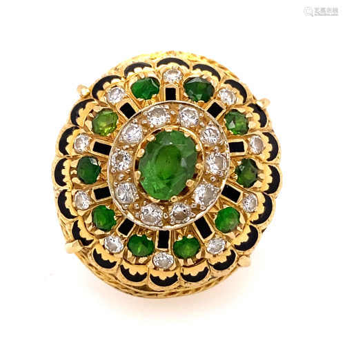 Victorian 14k Peridot Diamond Dome Ring