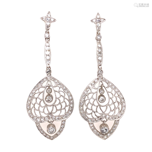 Platinum Diamond Drop Earrings