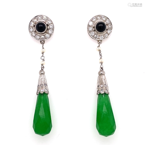 Platinum Jade Diamond Earrings