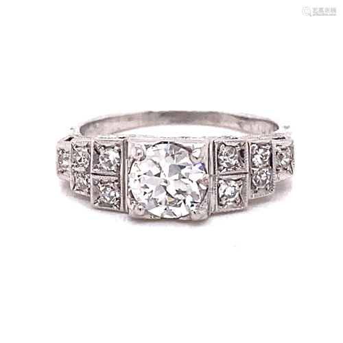 18k Art Deco Diamond Engagement Ring