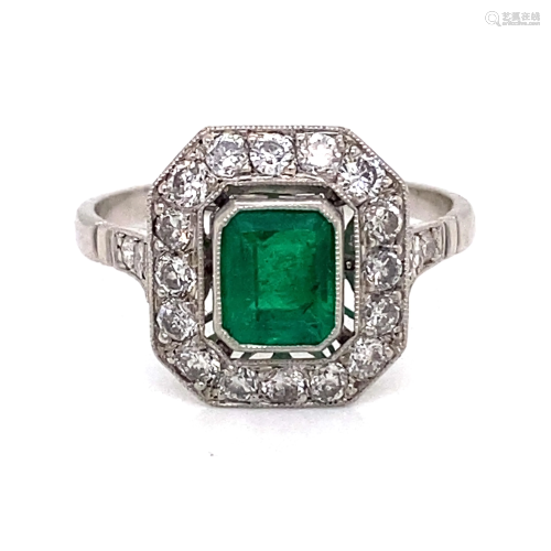 Platinum Colombian Emerald Diamond Ring