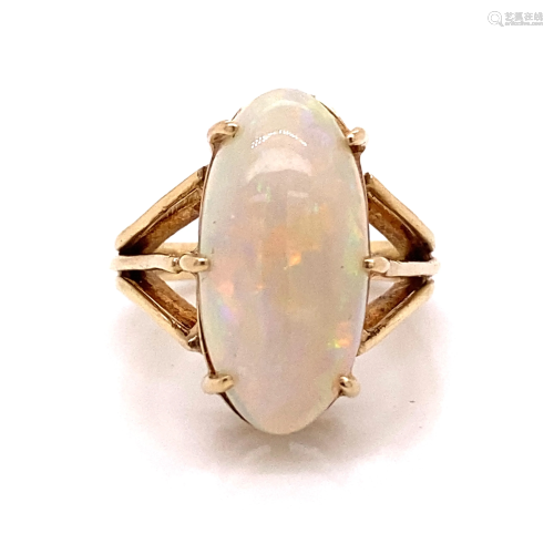 14k Art Nouveau Jade Opal Ring