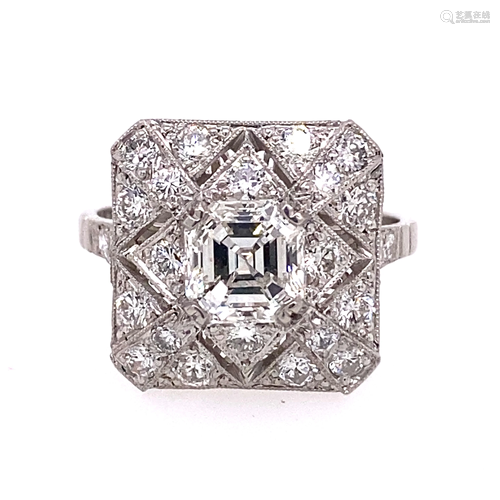 Platinum Square Diamond Ring