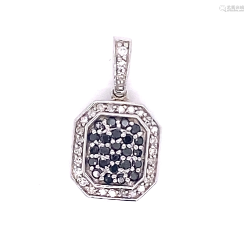 14k White & Black Diamond Pendant