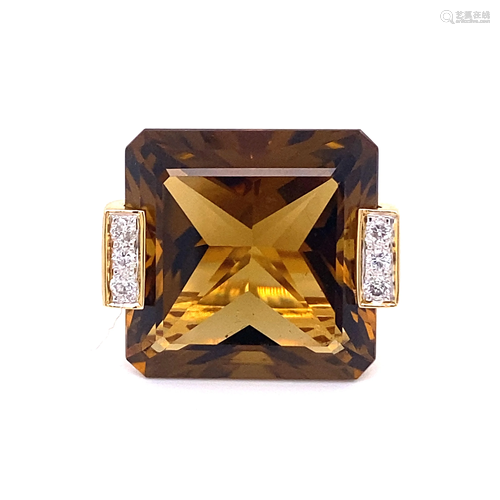 18K Nicole Miller Diamond Citrine Ring