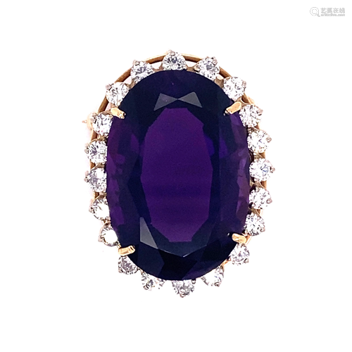 14K Amethyst Diamond Broach & Pendant