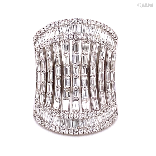 18k Baguette Chanel Setting Diamond Long Ring