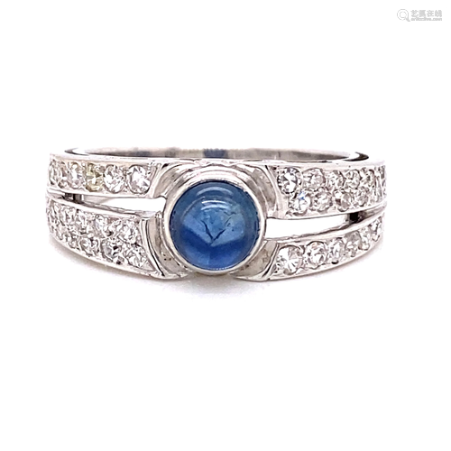 Platinum Diamond Sapphire Ring