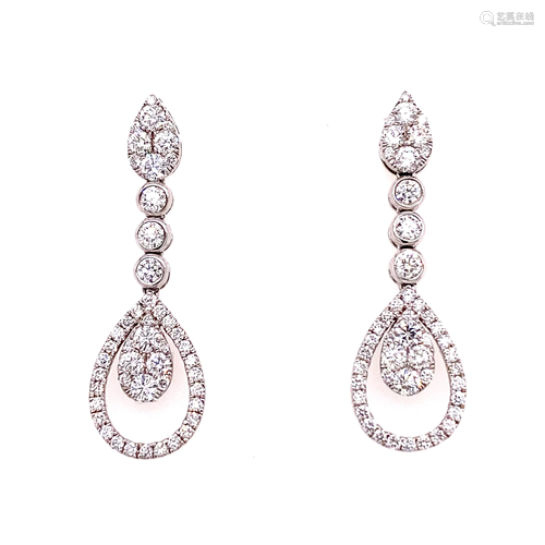 14k Tear Drop Diamond Dangle Earring