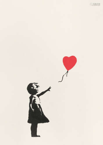 BANKSY Girl with Balloon, RED WCP Reproduction