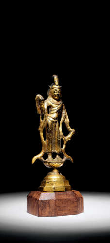 六朝 銅鎏金自在佛像