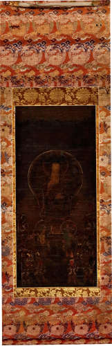 元 絹本釋迦十六善神像圖立軸