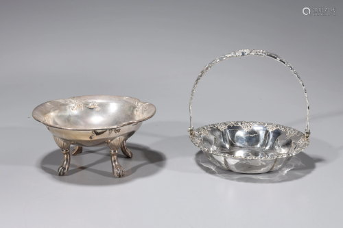 Chinese Sterling Silver Basket and Tray