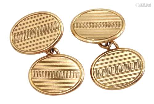 Pair of 9ct rose gold oval cufflinks