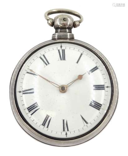 George IV silver pair cased verge fusee pocket watch by John...