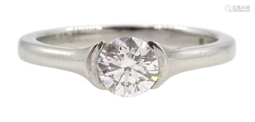 Platinum single stone round brilliant cut diamond