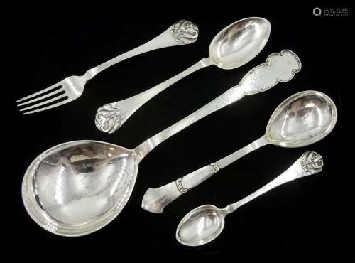 Large Danish silver spoon by Moe & Son