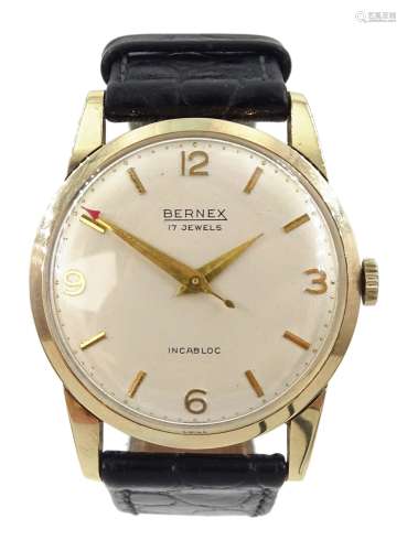 Bernex 9ct gold gentleman's manual wind wristwatch