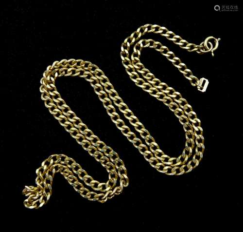 9ct gold flattened curb link necklace hallmarked