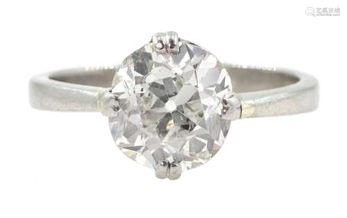 Platinum single stone old cut diamond ring