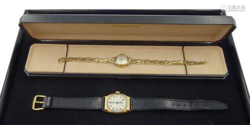 Accurist 9ct gold ladies manual wind bracelet wristwatch hal...