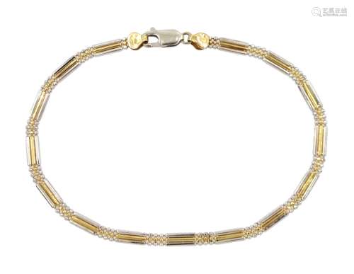 18ct white and yellow gold bead and rectangular link bracele...
