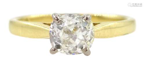 18ct gold single stone old cut diamond ring