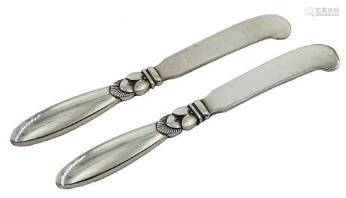 Pair of Danish silver butter knives