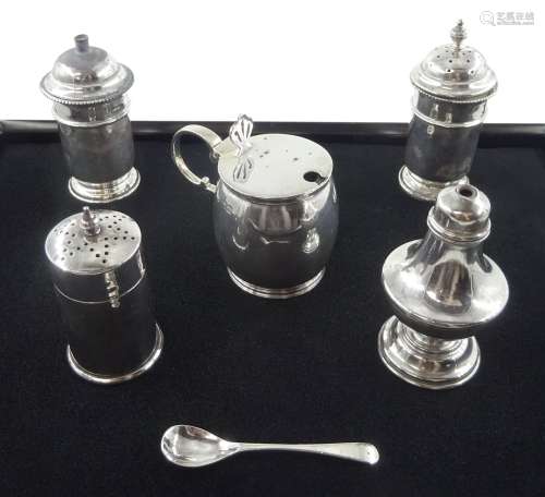 Silver salt and pepperette by Adie Brothers Ltd