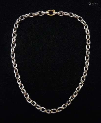 18ct white and yellow gold marquise shaped link necklace