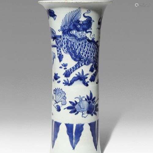 VASE BEAKER CHINOIS BLEU ET BLANC 